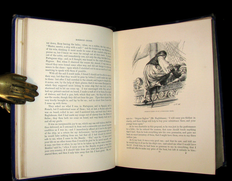 1869 Rare Victorian Book - THE LIFE & ADVENTURES OF ROBINSON CRUSOE illustrated.