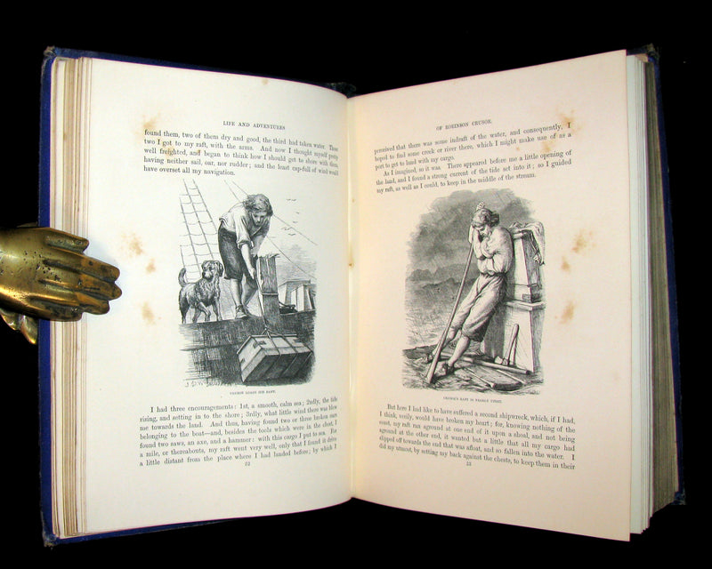 1869 Rare Victorian Book - THE LIFE & ADVENTURES OF ROBINSON CRUSOE illustrated.