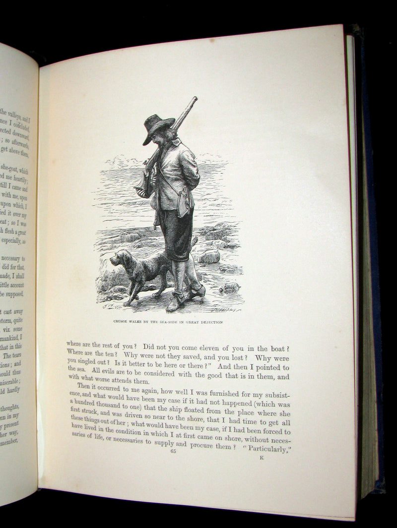 1869 Rare Victorian Book - THE LIFE & ADVENTURES OF ROBINSON CRUSOE illustrated.