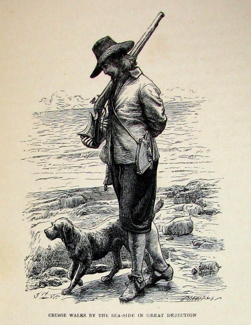 1869 Rare Victorian Book - THE LIFE & ADVENTURES OF ROBINSON CRUSOE illustrated.