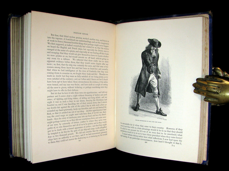 1869 Rare Victorian Book - THE LIFE & ADVENTURES OF ROBINSON CRUSOE illustrated.