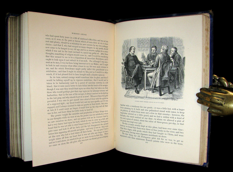 1869 Rare Victorian Book - THE LIFE & ADVENTURES OF ROBINSON CRUSOE illustrated.