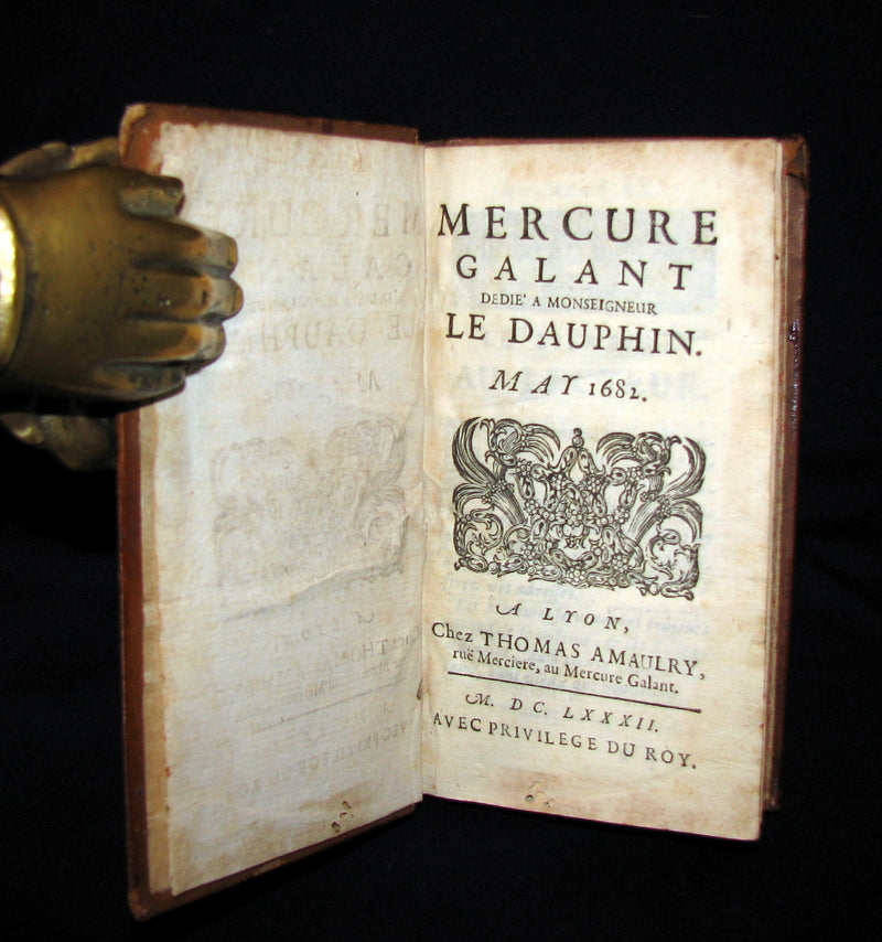 1682 Scarce French Book - Mercure Galant with Folding Granada's Alhambra illustration.