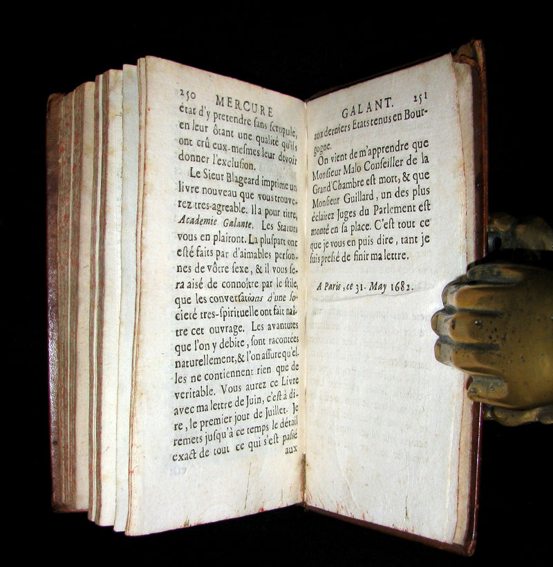 1682 Scarce French Book - Mercure Galant with Folding Granada's Alhambra illustration.