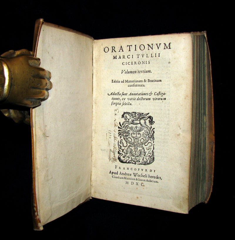 1590 Rare Latin vellum Book - Cicero Orations / Speeches - Philippics - Orationum Marci Tullii Ciceronis