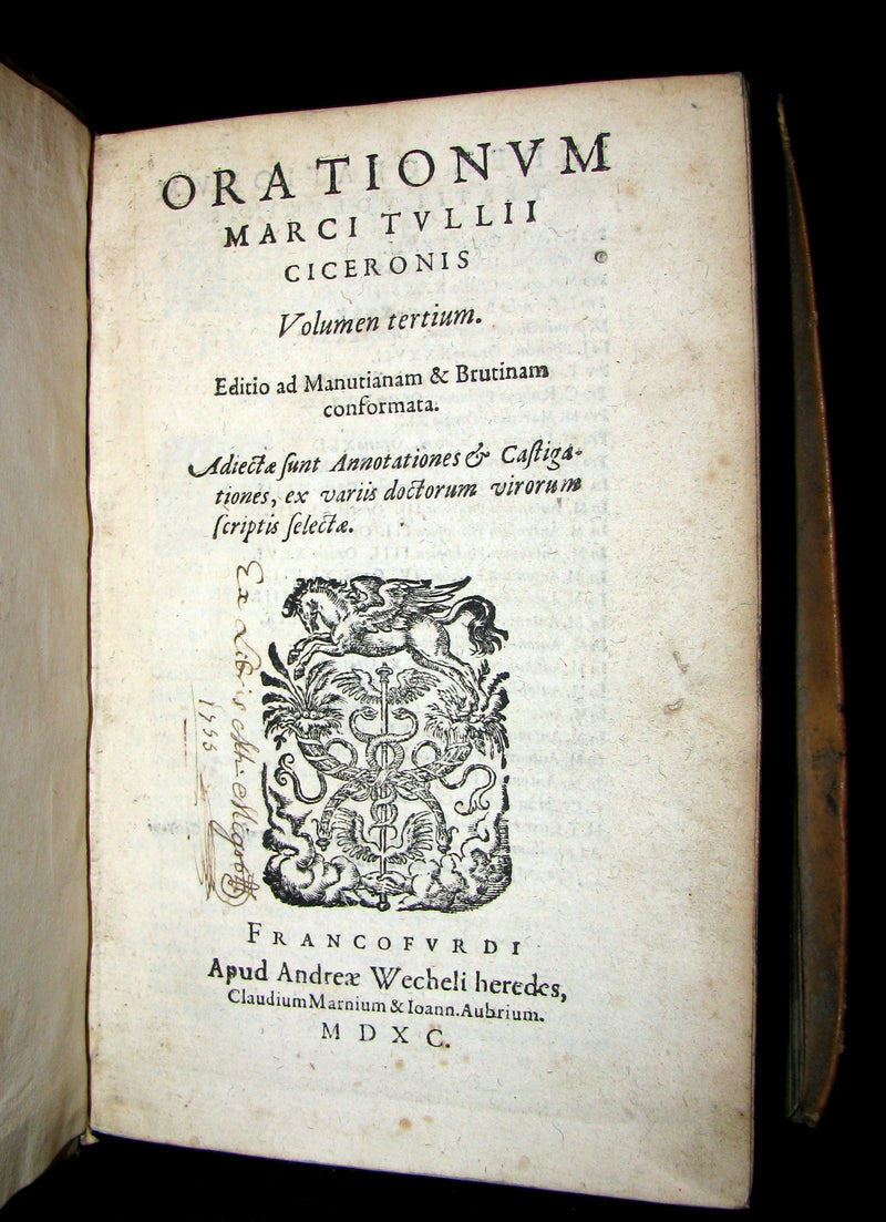 1590 Rare Latin vellum Book - Cicero Orations / Speeches - Philippics - Orationum Marci Tullii Ciceronis