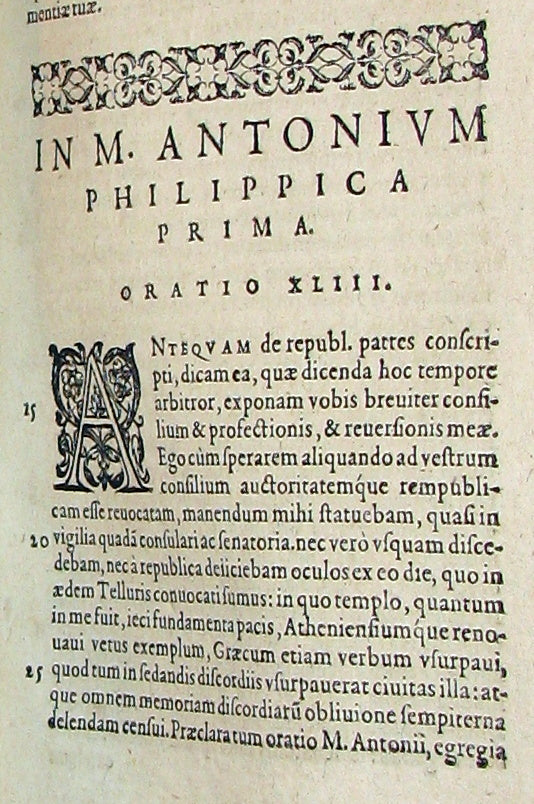 1590 Rare Latin vellum Book - Cicero Orations / Speeches - Philippics - Orationum Marci Tullii Ciceronis