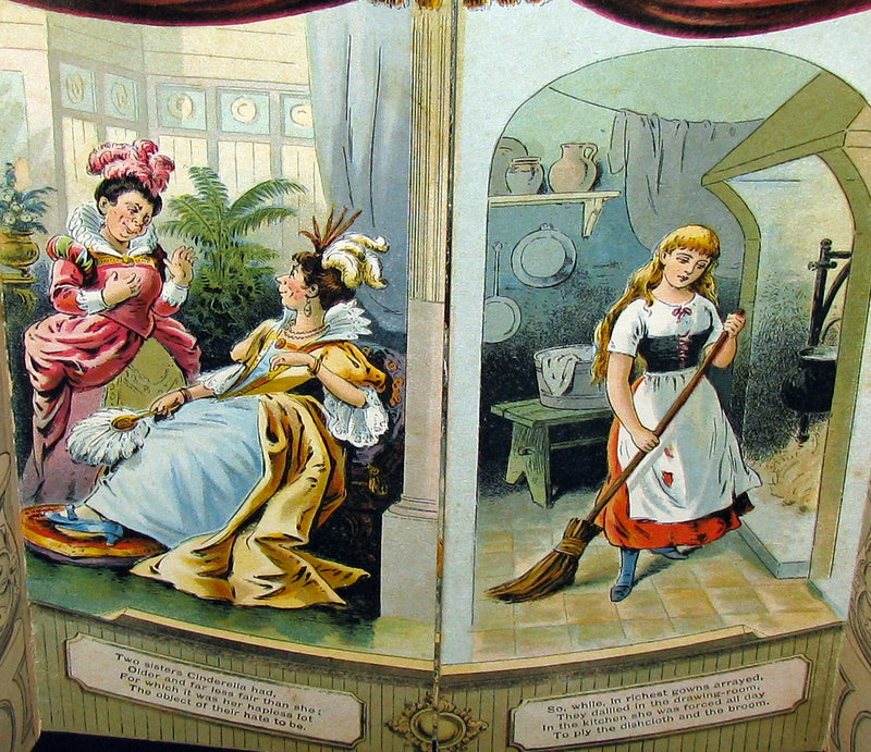 1891 Scarce Victorian Book - CINDERELLA Theater Pantomime toy Book by McLoughlin.