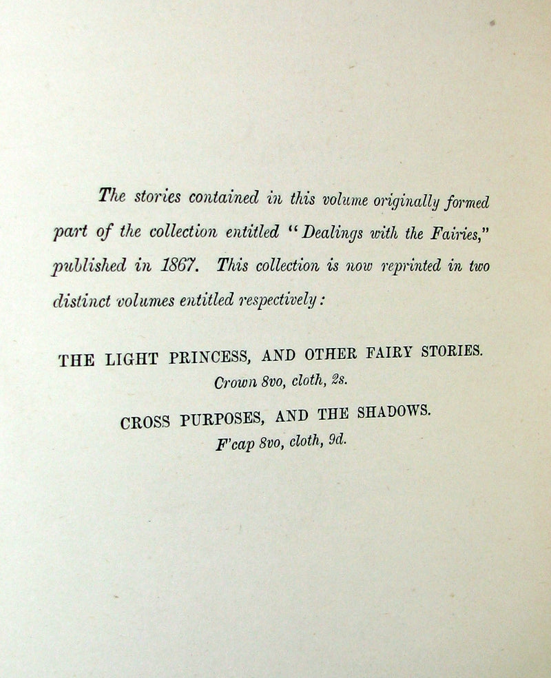 1890 Scarce Book - THE LIGHT PRINCESS and Other Fairy Stories by George Macdonald.