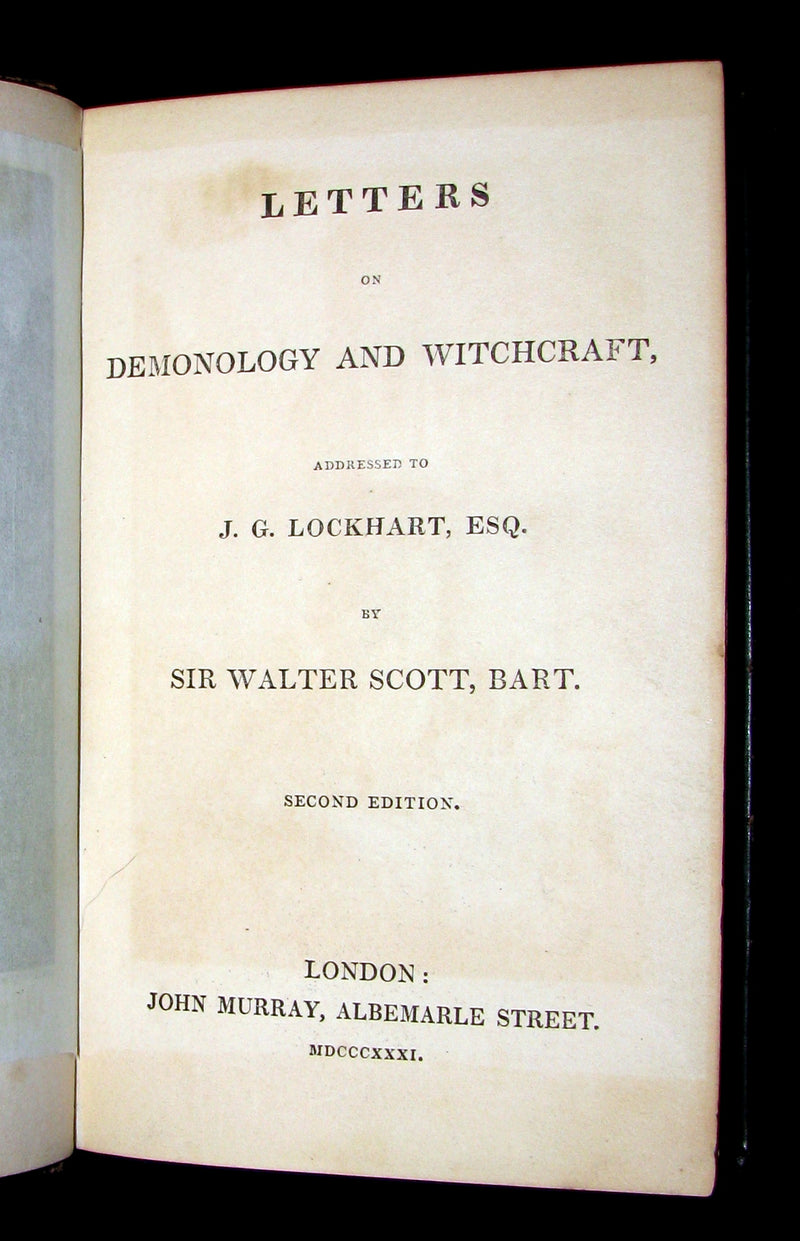 1831 Rare 2nd ED Walter Scott - Letters on Demonology & Witchcraft - WITCHES & FAIRIES