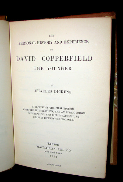 1892 Rare Victorian Book - DAVID COPPERFIELD by Charles Dickens. Illustrated.