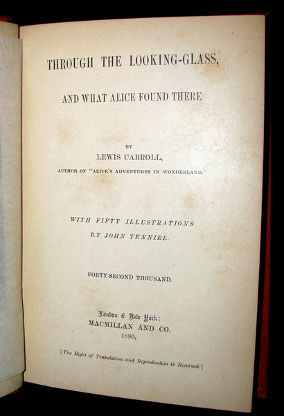 1880 Rare Book - Through the Looking-Glass, and What Alice Found There by Lewis Carroll