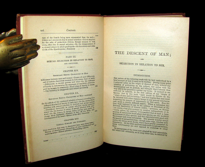 1887 Rare Book - CHARLES DARWIN - The DESCENT OF MAN and Selection in Relation to Sex.