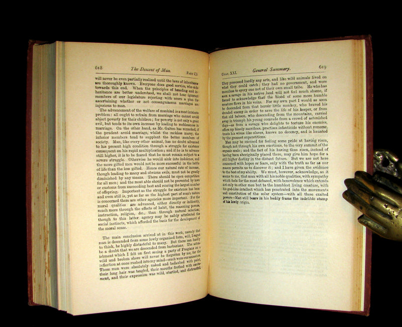 1887 Rare Book - CHARLES DARWIN - The DESCENT OF MAN and Selection in Relation to Sex.