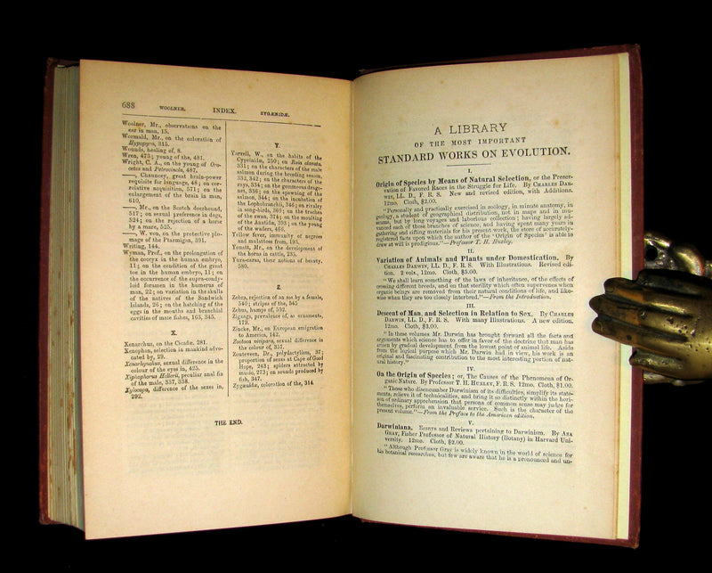 1887 Rare Book - CHARLES DARWIN - The DESCENT OF MAN and Selection in Relation to Sex.