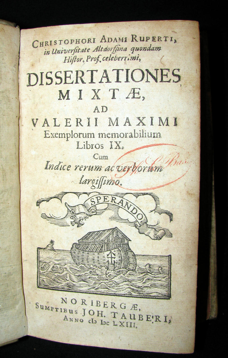 1663 Rare Latin Vellum Book - Christophori Adami Ruperti - Observations on Roman Historians.