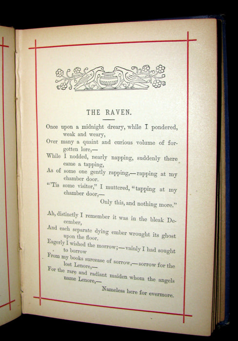 1882 Rare Victorian Book - Poems of Edgar Allan POE (The Raven, Lenore, Ulalume, ...)