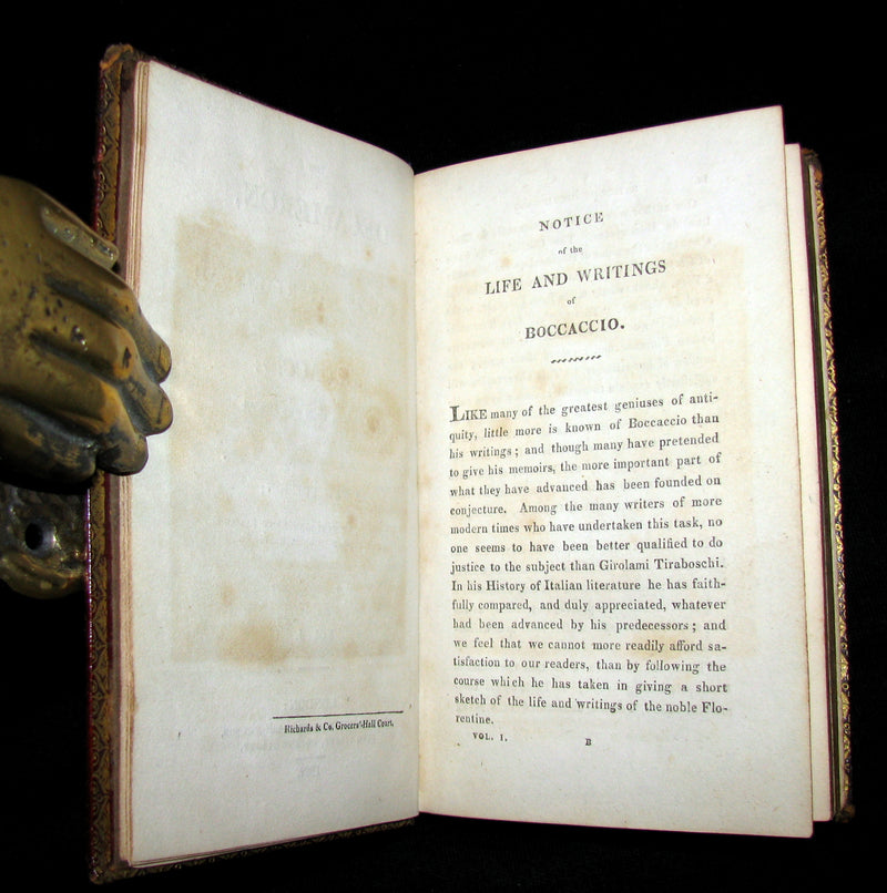 1822 Rare Book set - The Decameron, or, Ten Days' Entertainment of Boccaccio.
