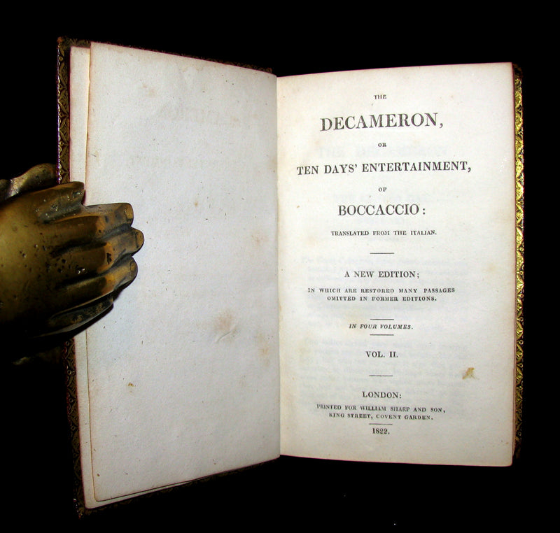 1822 Rare Book set - The Decameron, or, Ten Days' Entertainment of Boccaccio.