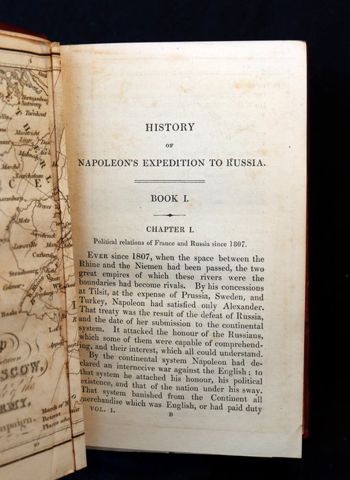 1836 Rare book set bound by Morrel ~ History of the NAPOLEON Expedition to Russia + MAP.