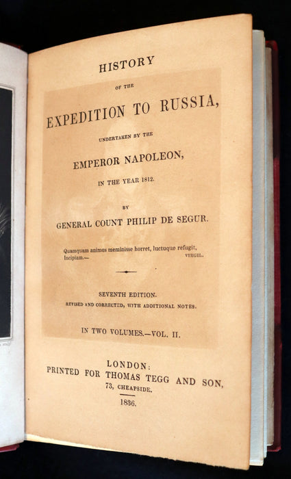 1836 Rare book set bound by Morrel ~ History of the NAPOLEON Expedition to Russia + MAP.