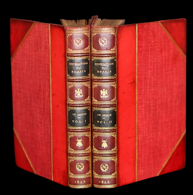 1836 Rare book set bound by Morrel ~ History of the NAPOLEON Expedition to Russia + MAP.