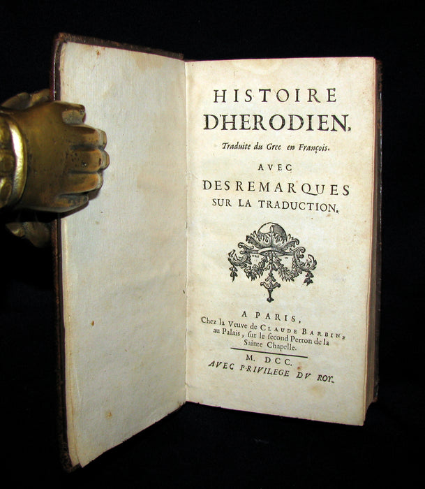 1700 Scarce French Book -  History of the Roman Empire by HERODIANUS - Histoire D'Hérodien.