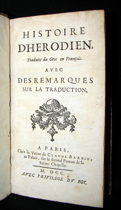 1700 Scarce French Book -  History of the Roman Empire by HERODIANUS - Histoire D'Hérodien.