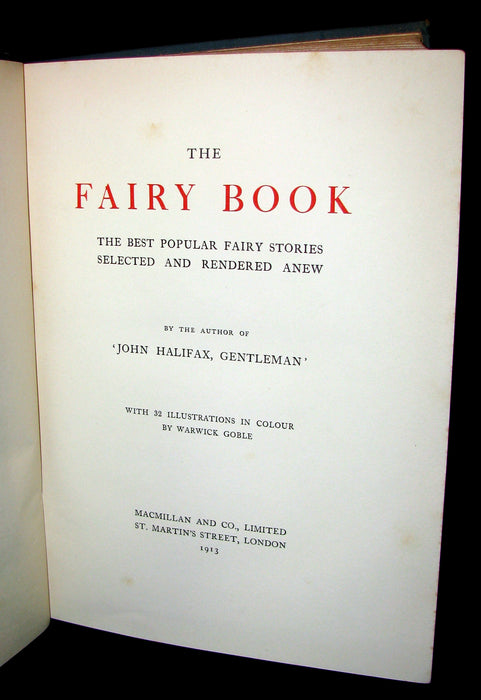 1913 Rare First Edition - THE FAIRY BOOK Illustrated by Warwick Goble.