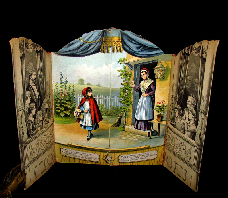 1891 Scarce Victorian Book - RED RIDING HOOD Theater Pantomime toy Book by McLoughlin.