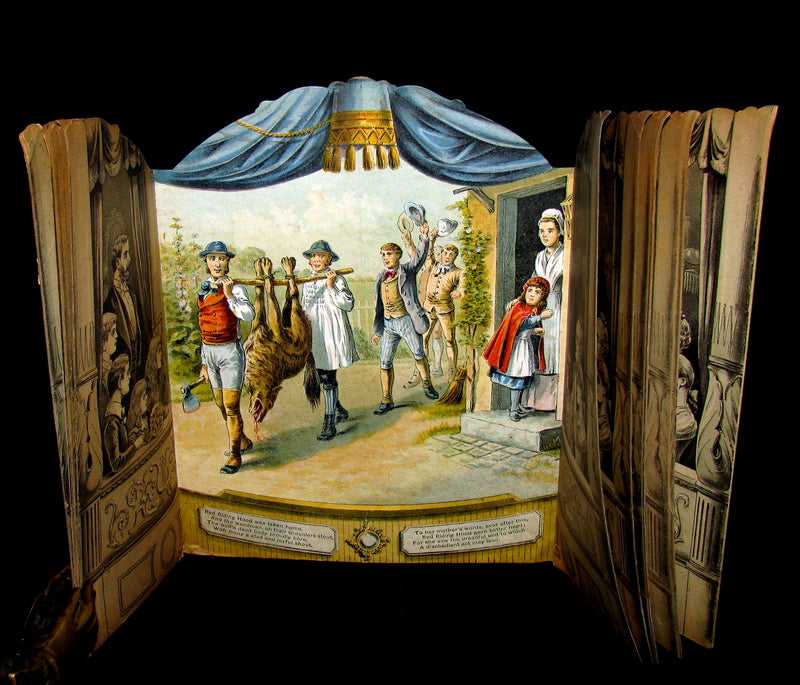 1891 Scarce Victorian Book - RED RIDING HOOD Theater Pantomime toy Book by McLoughlin.