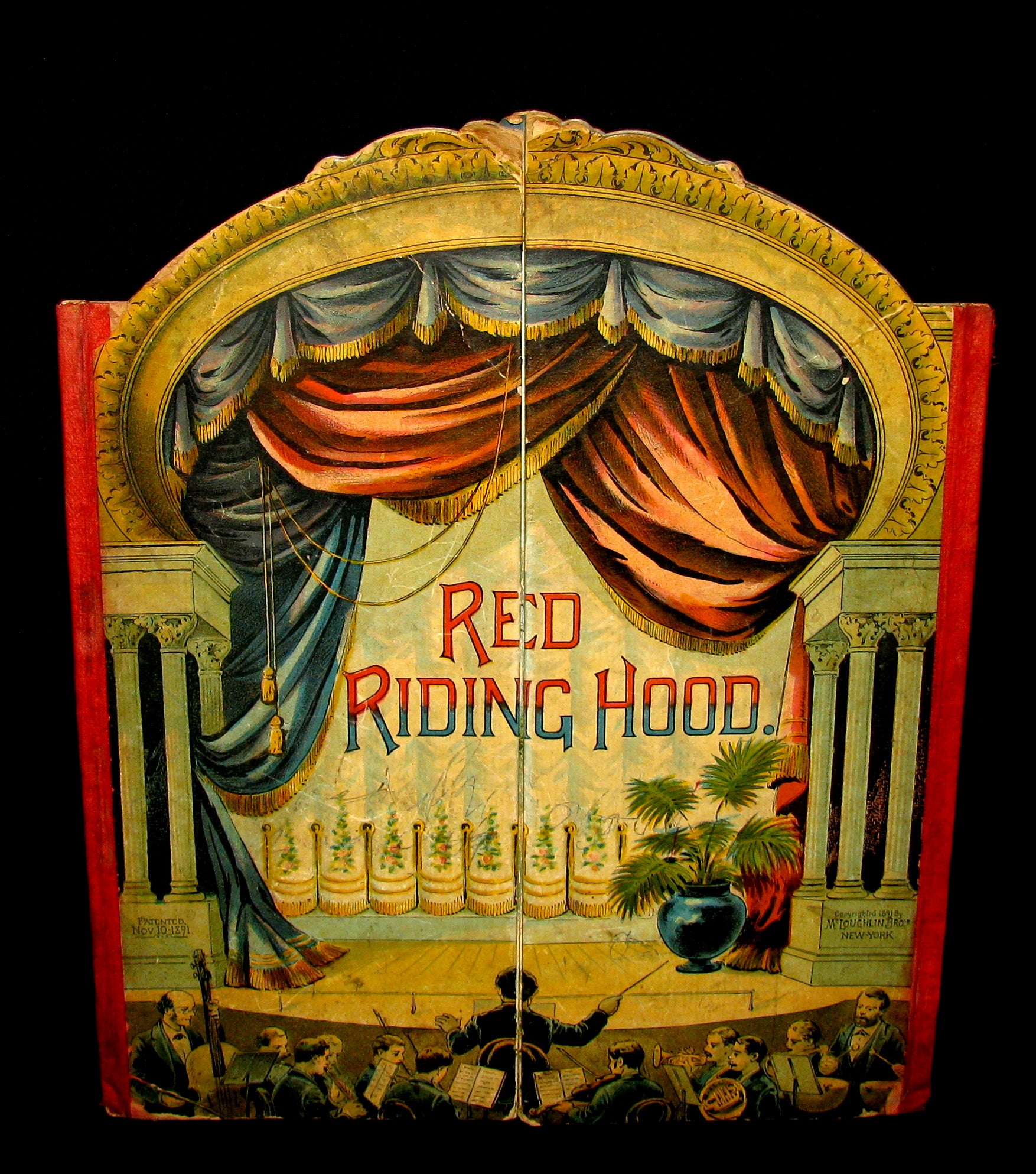 1891 Scarce Victorian Book - RED RIDING HOOD Theater Pantomime toy Book by McLoughlin.