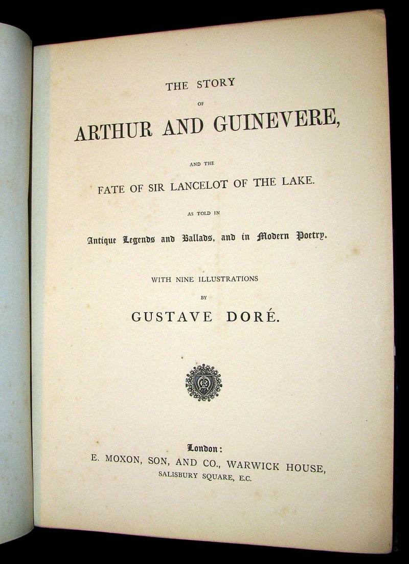 1879 Scarce Book ~ The Story of Arthur and Guinevere illustrated by Gustave Doré.