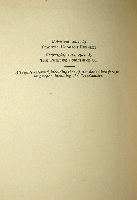 1911 Rare First Edition - The SECRET GARDEN by Frances Hodgson Burnett.