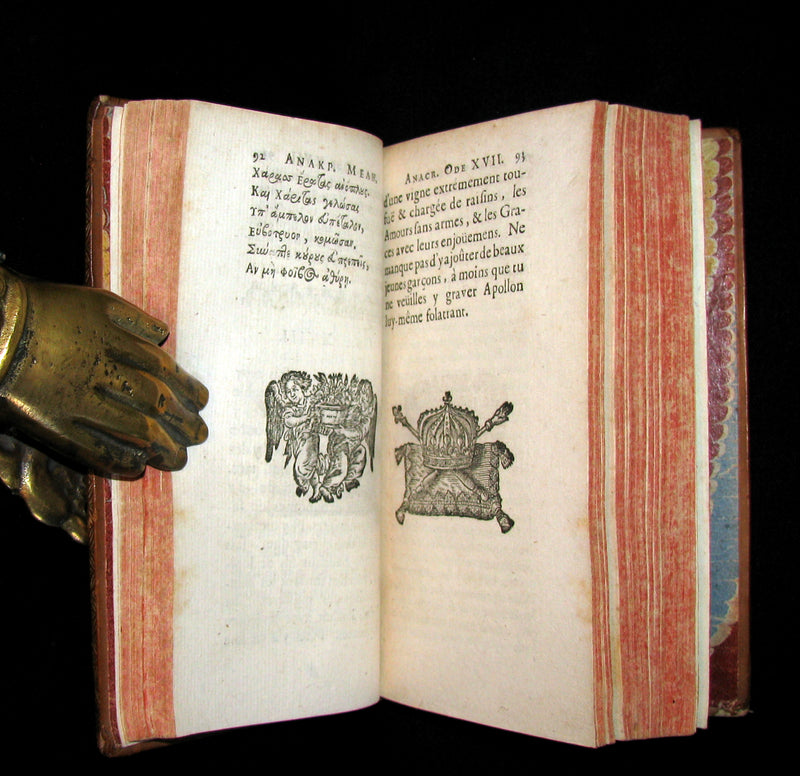 1696 Scarce French Book ~ ANACREON & SAPPHO (poetess of Lesbos) Poems - SAPHO (curiosa).