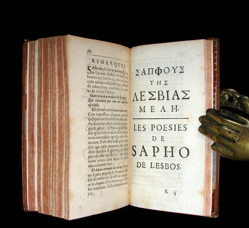 1696 Scarce French Book ~ ANACREON & SAPPHO (poetess of Lesbos) Poems - SAPHO (curiosa).