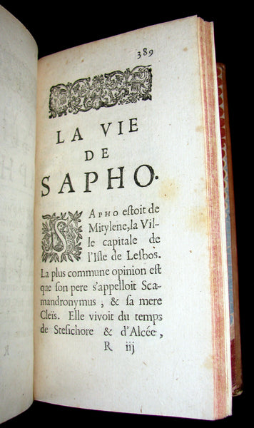 1696 Scarce French Book ~ ANACREON & SAPPHO (poetess of Lesbos) Poems - SAPHO (curiosa).