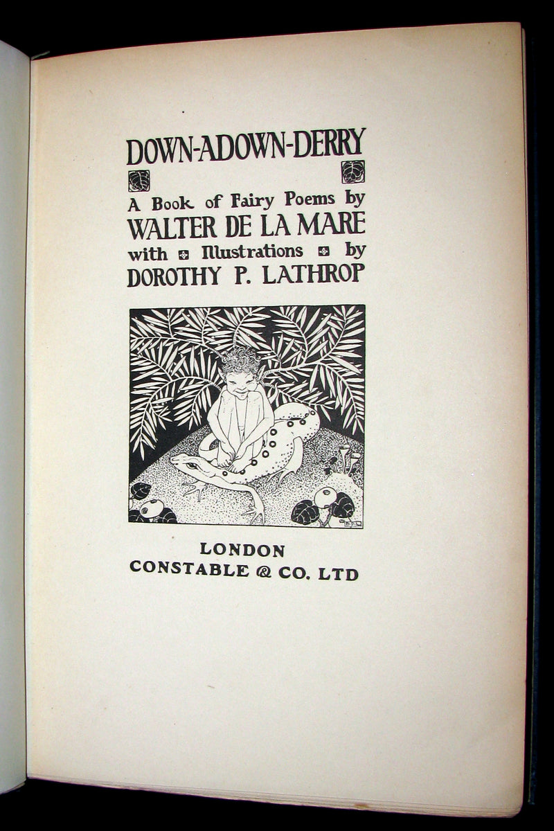 1922 Rare 1stED Book -  DOWN-ADOWN-DERRY, A Book of FAIRY POEMS illustrated.