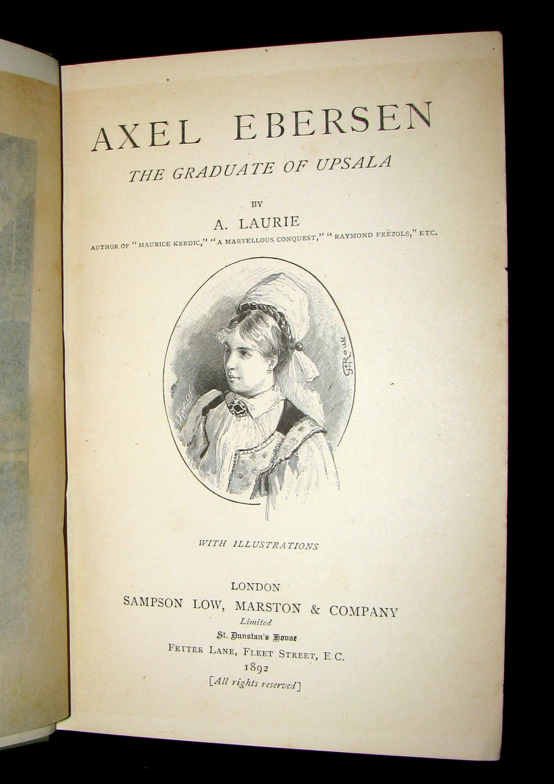 1892 Scarce 1stED Book - AXEL EBERSEN The Graduate of Upsala by Jules Verne collaborator.