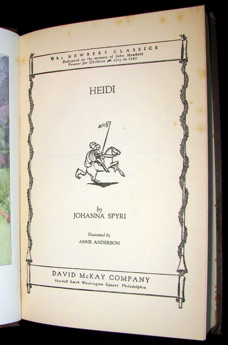 1940 Rare Book -  HEIDI by Johanna Spyri Illustrated by Anne Anderson.