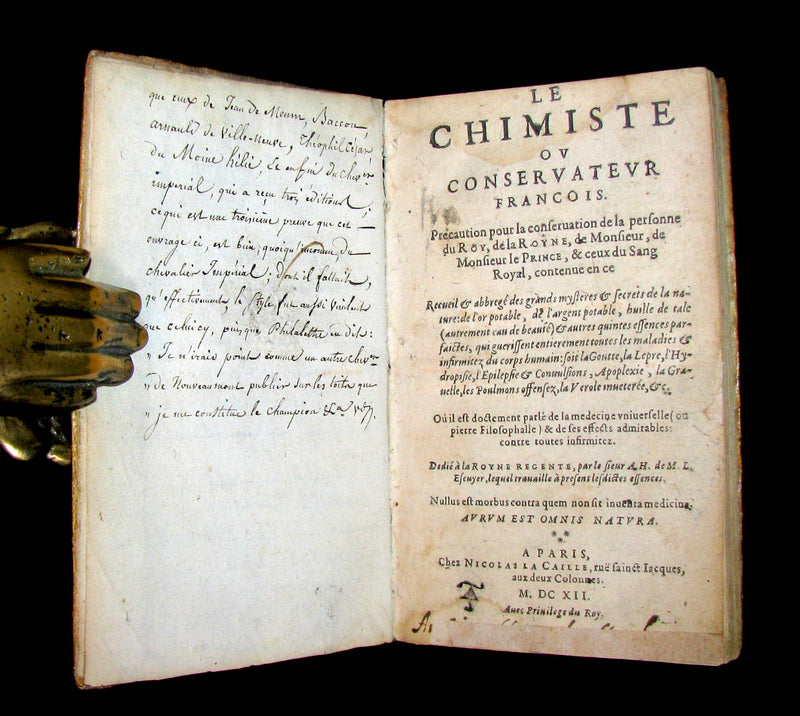 1612 Scarce Alchemy French vellum Book - Le Chimiste ou Conservateur Francois - Philosopher's stone