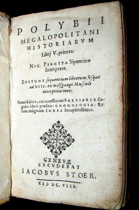 1608 Rare Latin Vellum Book - Polybius - Roman Republic's Histories - Megalopolitani Historiarum.