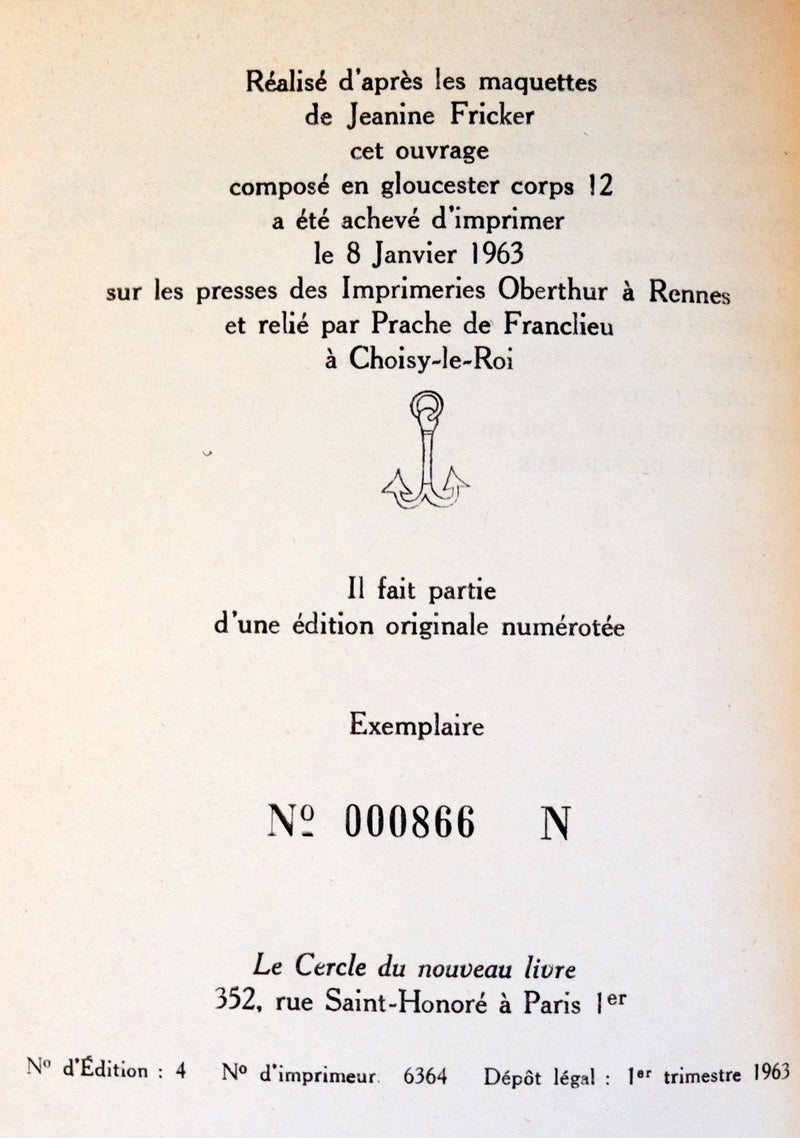 1963 Rare First Limited Edition #866 - La Planete des Singes (The Planet of the Apes) by Pierre Boulle.
