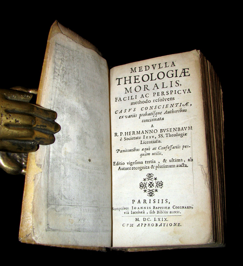 1669 Rare Latin vellum Book - Medulla Theologiae Moralis by Hermann Busenbaum, Jesuit.