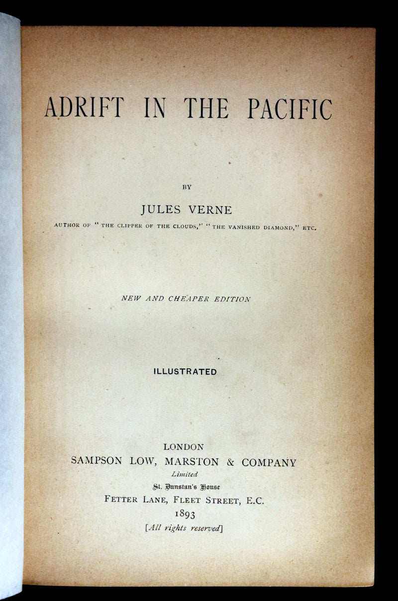 1893 Scarce Edition - Jules Verne - ADRIFT IN THE PACIFIC Illustrated.