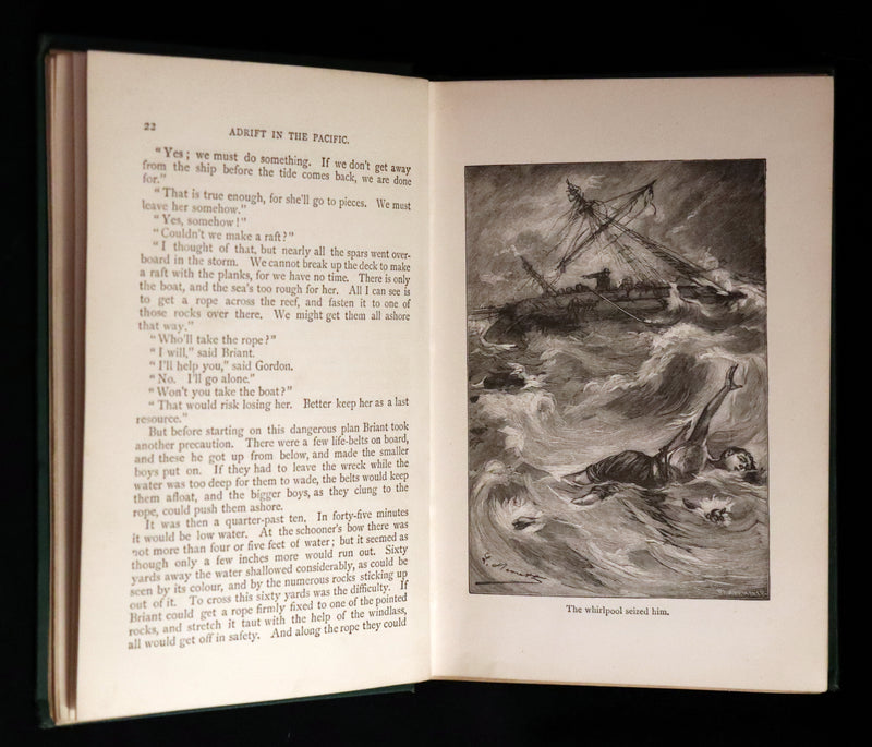 1893 Scarce Edition - Jules Verne - ADRIFT IN THE PACIFIC Illustrated.