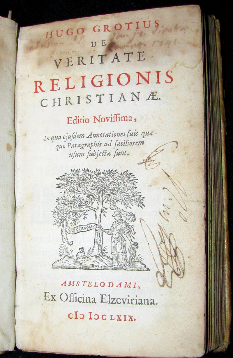 1669 Rare Book - On The Truth of the Christian Religion by Hugo Grotius. De Veritate Religionis Christianae.