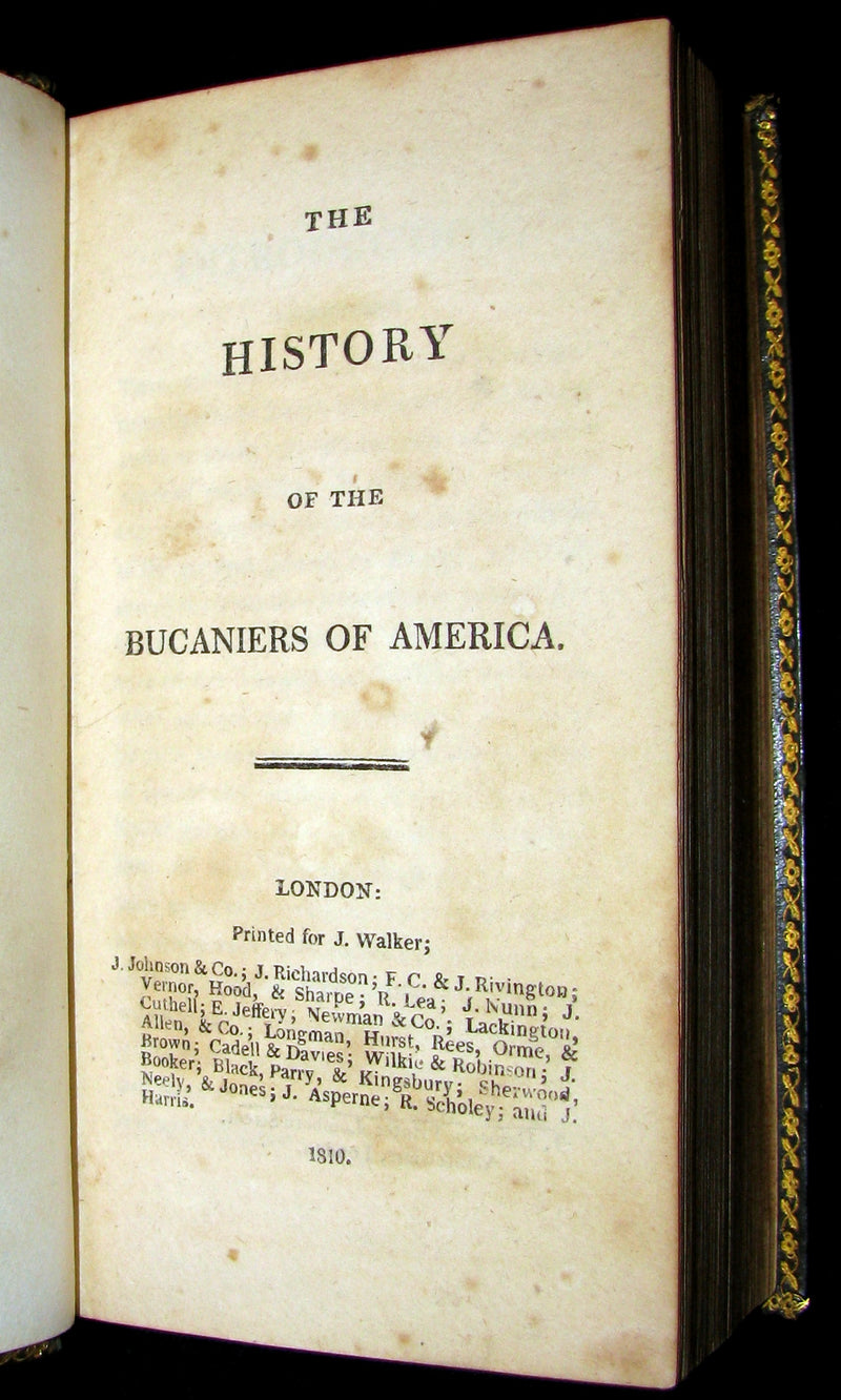 1810 Scarce Book - HISTORY OF THE BUCANIERS (BUCCANIERS) OF AMERICA - PIRATES by Exquemelin.