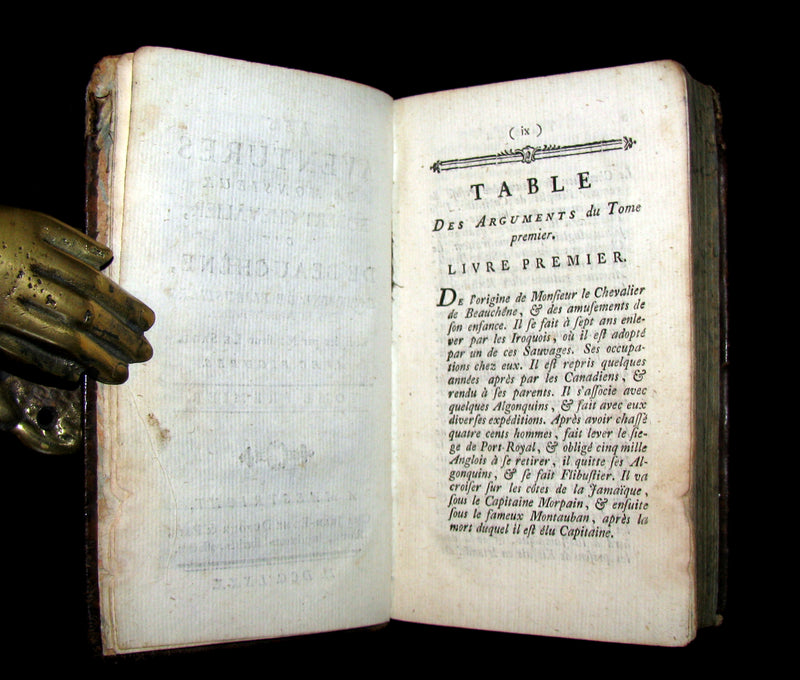 1780 Scarce French Book - The Adventures of Mr. Robert Chevalier De Beauchêne Captain of Flibustiers - Pirates in New France (Canada).