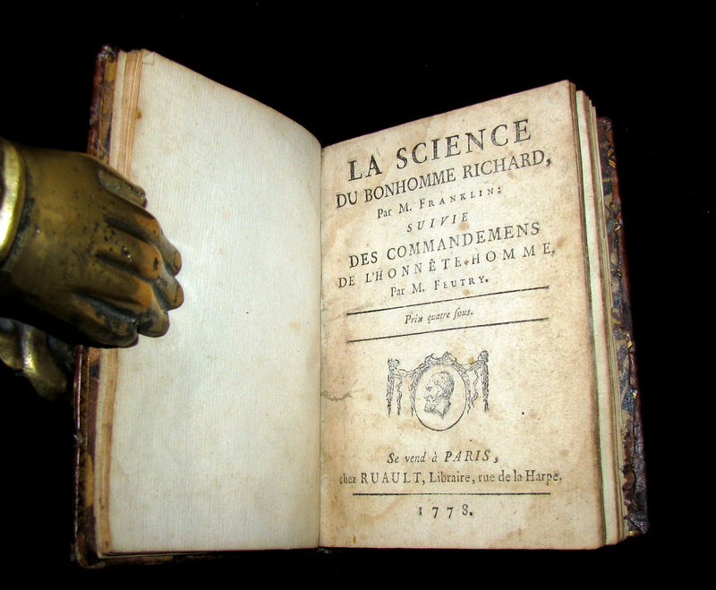 1778 Scarce French Book - Benjamin Franklin - The Way to Wealth - La Science Du Bonhomme Richard.